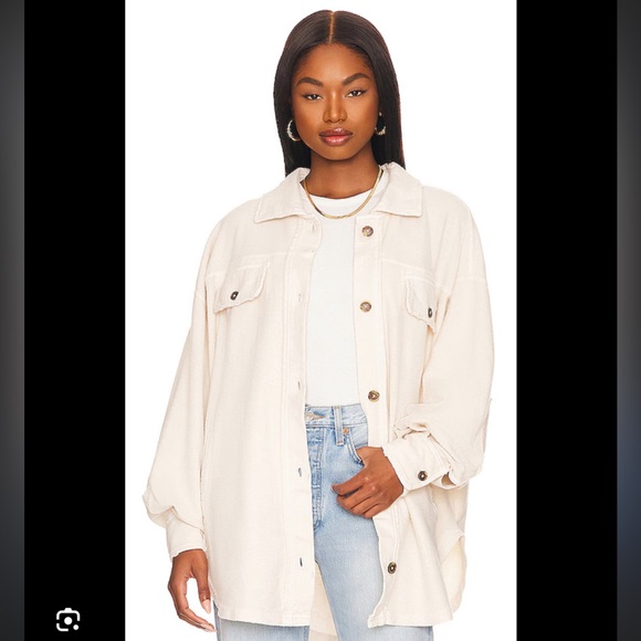 Free People Jackets & Blazers - Free People Ruby Button‎ Front Shacket Jacket Champagne Dreams Ivory Oversized